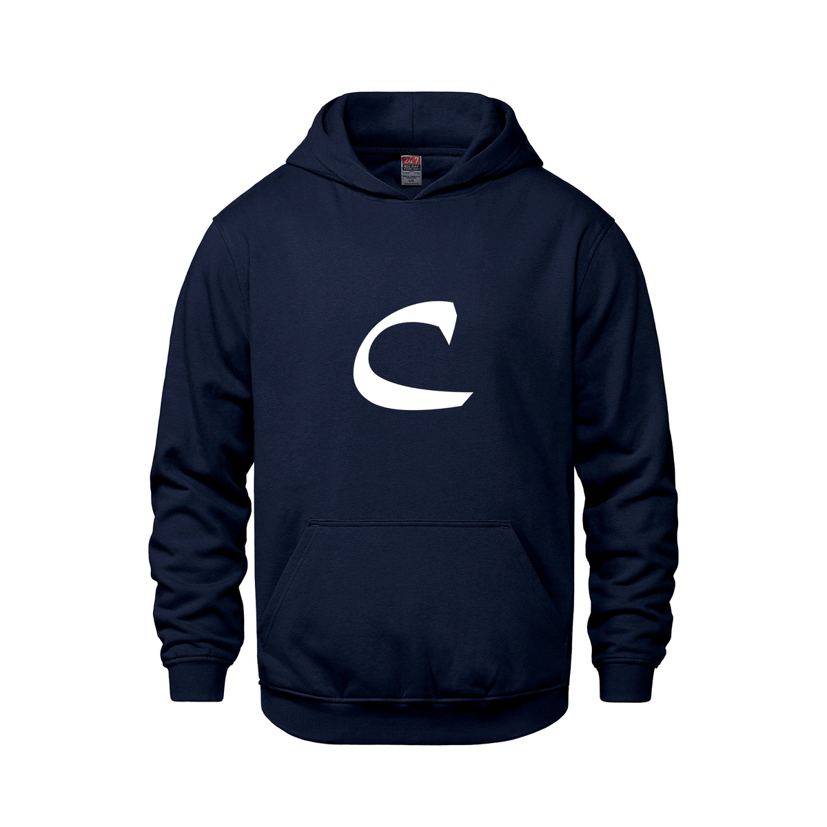Alphabet C Hoodie 9 inch calligraphy White ink, Navy