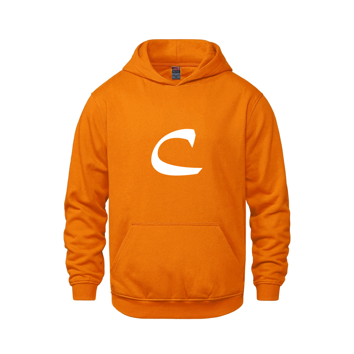 Alphabet C Hoodie 9 inch calligraphy White ink, Orange