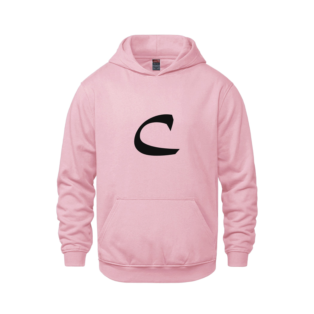 Alphabet C Hoodie 9 inch calligraphy Black ink, Pink