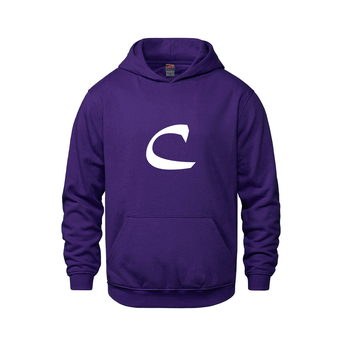 Alphabet C Hoodie 9 inch calligraphy White ink, Purple