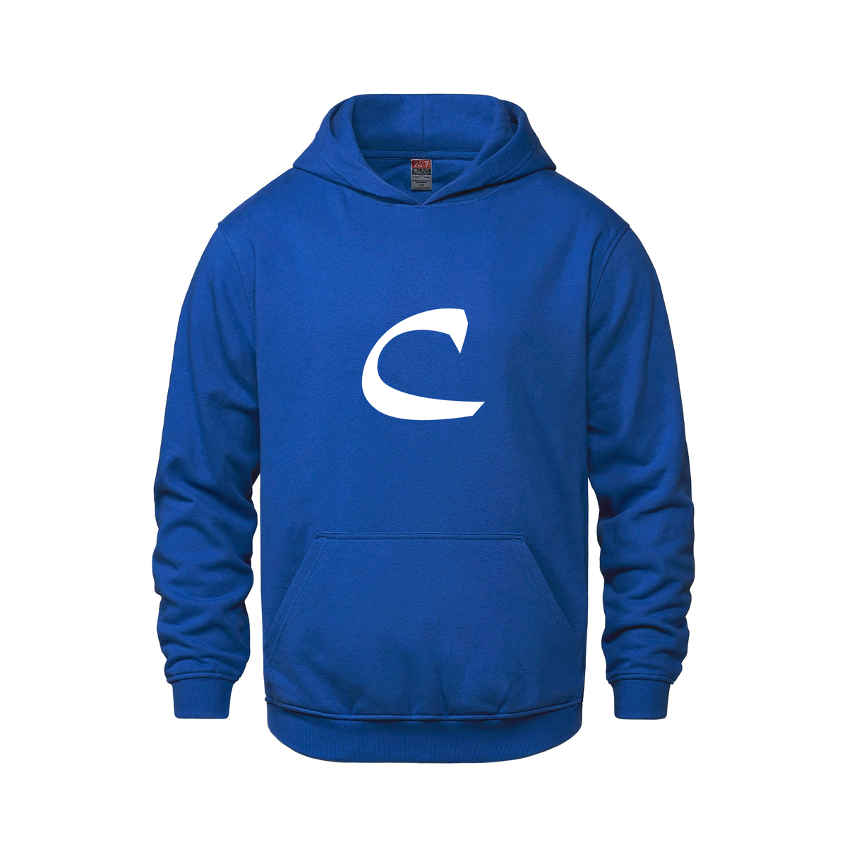 Alphabet C Hoodie 9 inch calligraphy White ink, Royal