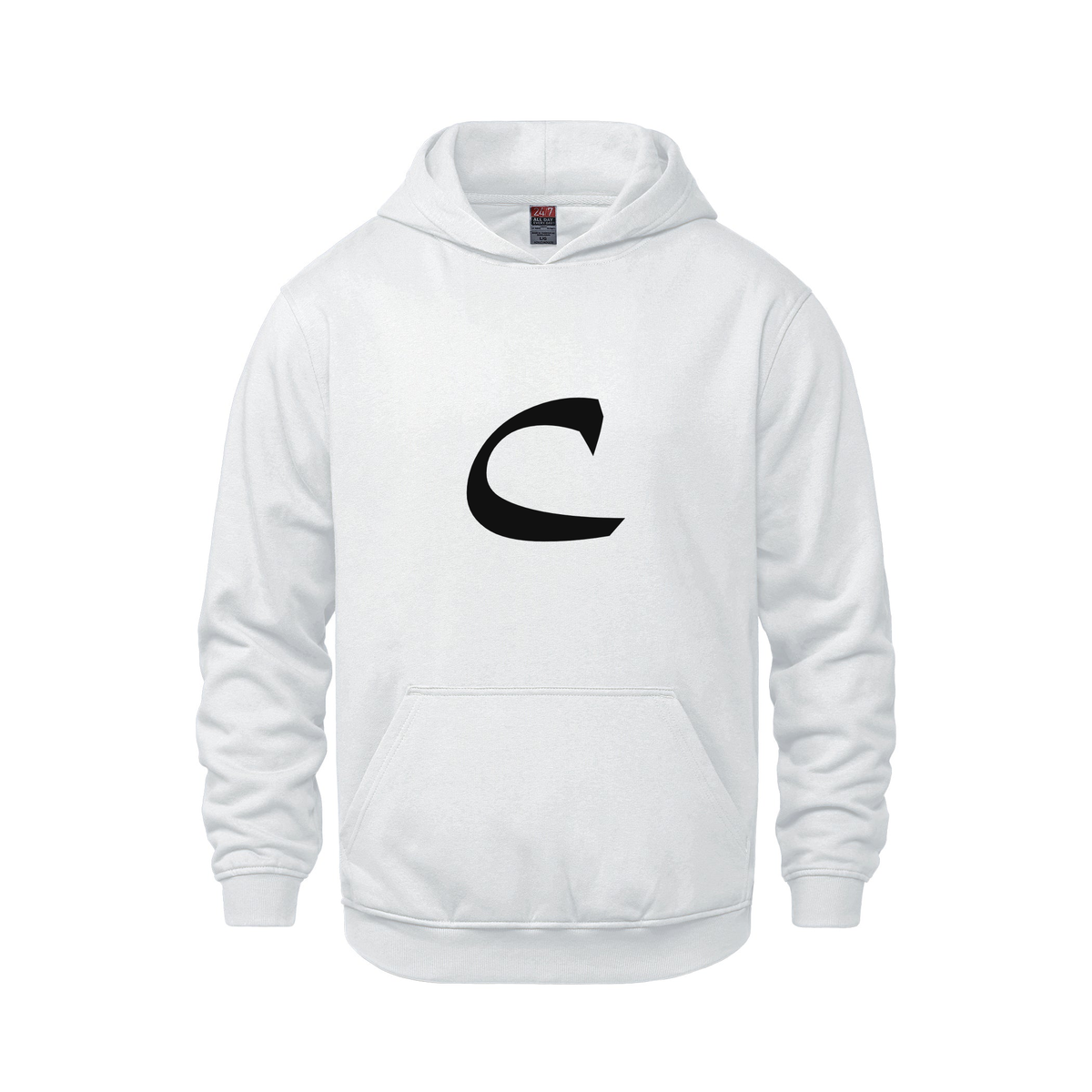 Alphabet C Hoodie 9 inch calligraphy Black ink, White