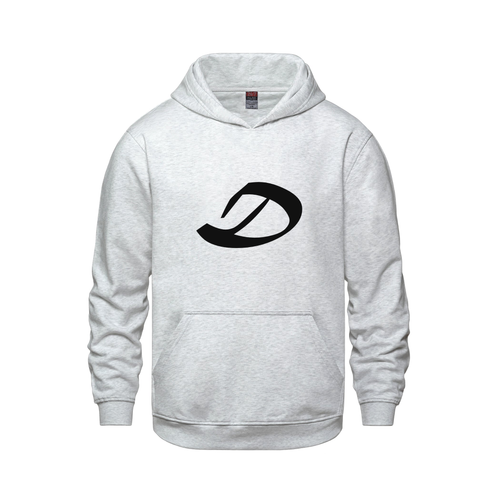 Alphabet D Hoodie 9 inch calligraphy Black ink, Ash