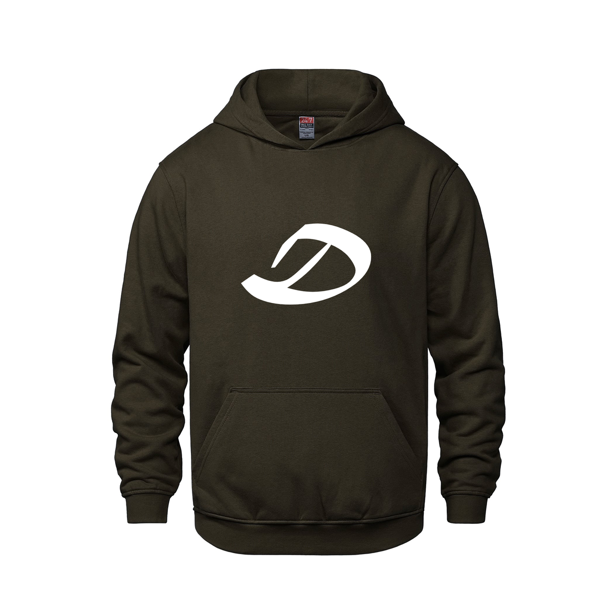 Alphabet D Hoodie 9 inch calligraphy White ink, Brown