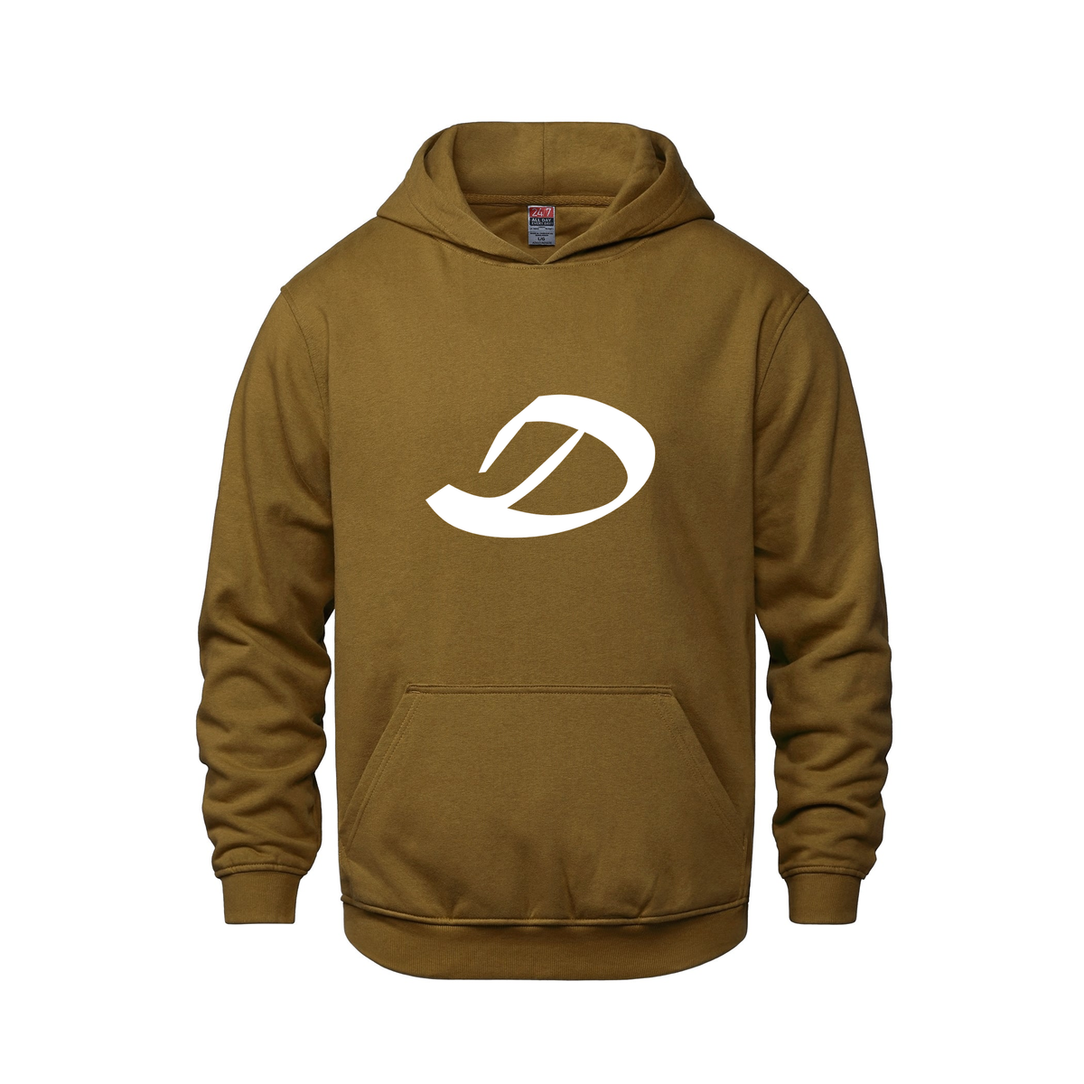 Alphabet D Hoodie 9 inch calligraphy White ink, Caramel