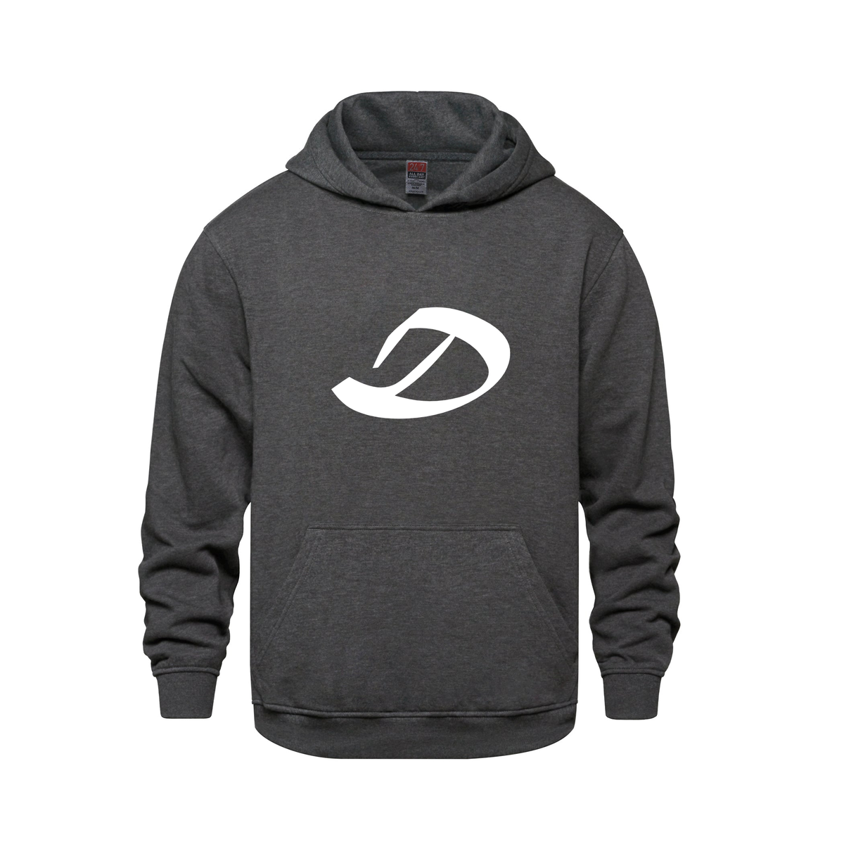 Alphabet D Hoodie 9 inch calligraphy White ink, Charcoal