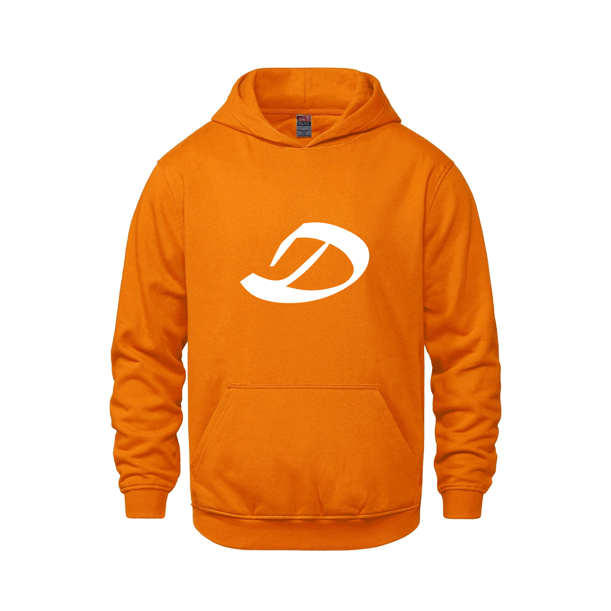 Alphabet D Hoodie 9 inch calligraphy White ink, Orange