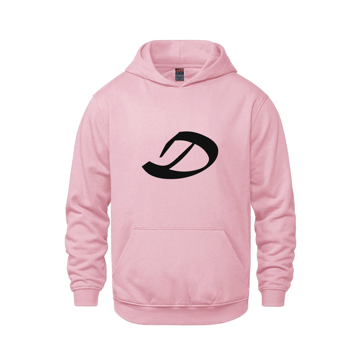 Alphabet D Hoodie 9 inch calligraphy Black ink, Pink