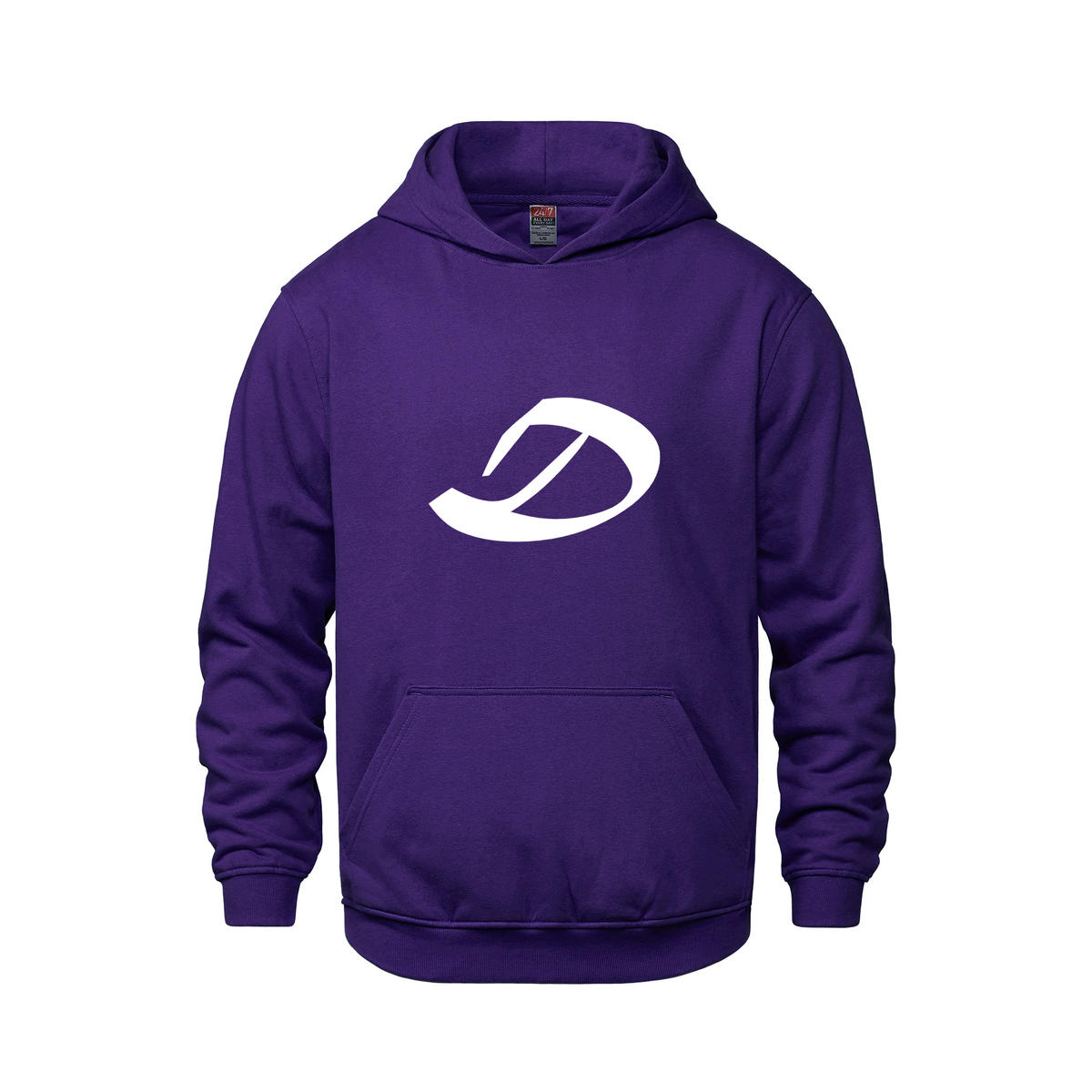 Alphabet D Hoodie 9 inch calligraphy White ink, Purple