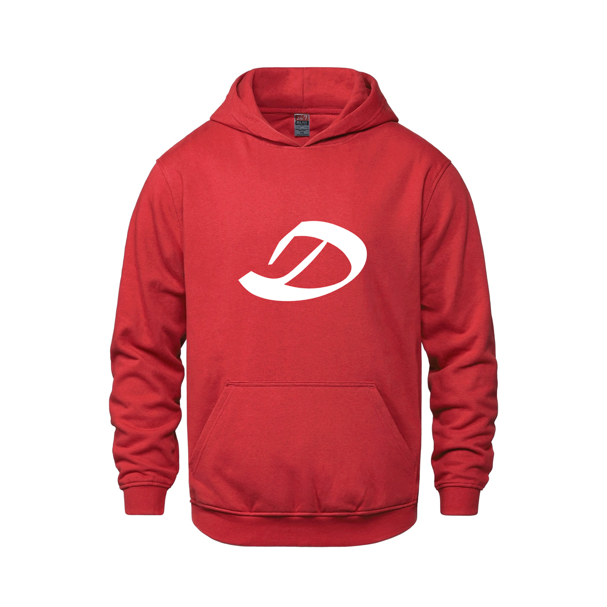 Alphabet D Hoodie 9 inch calligraphy White ink, Red