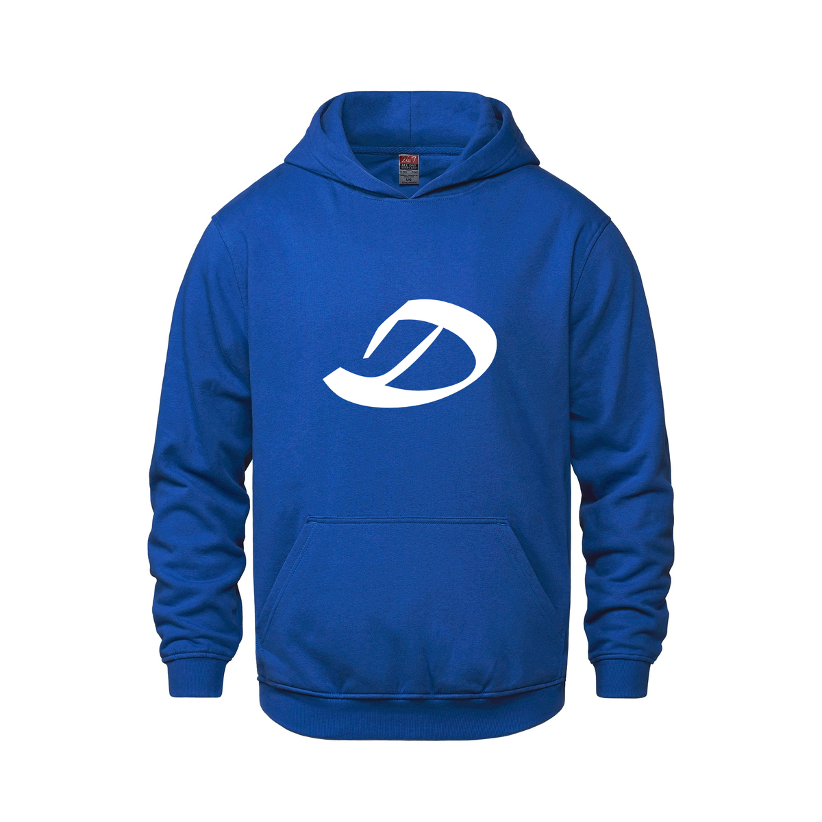 Alphabet D Hoodie 9 inch calligraphy White ink, Royal
