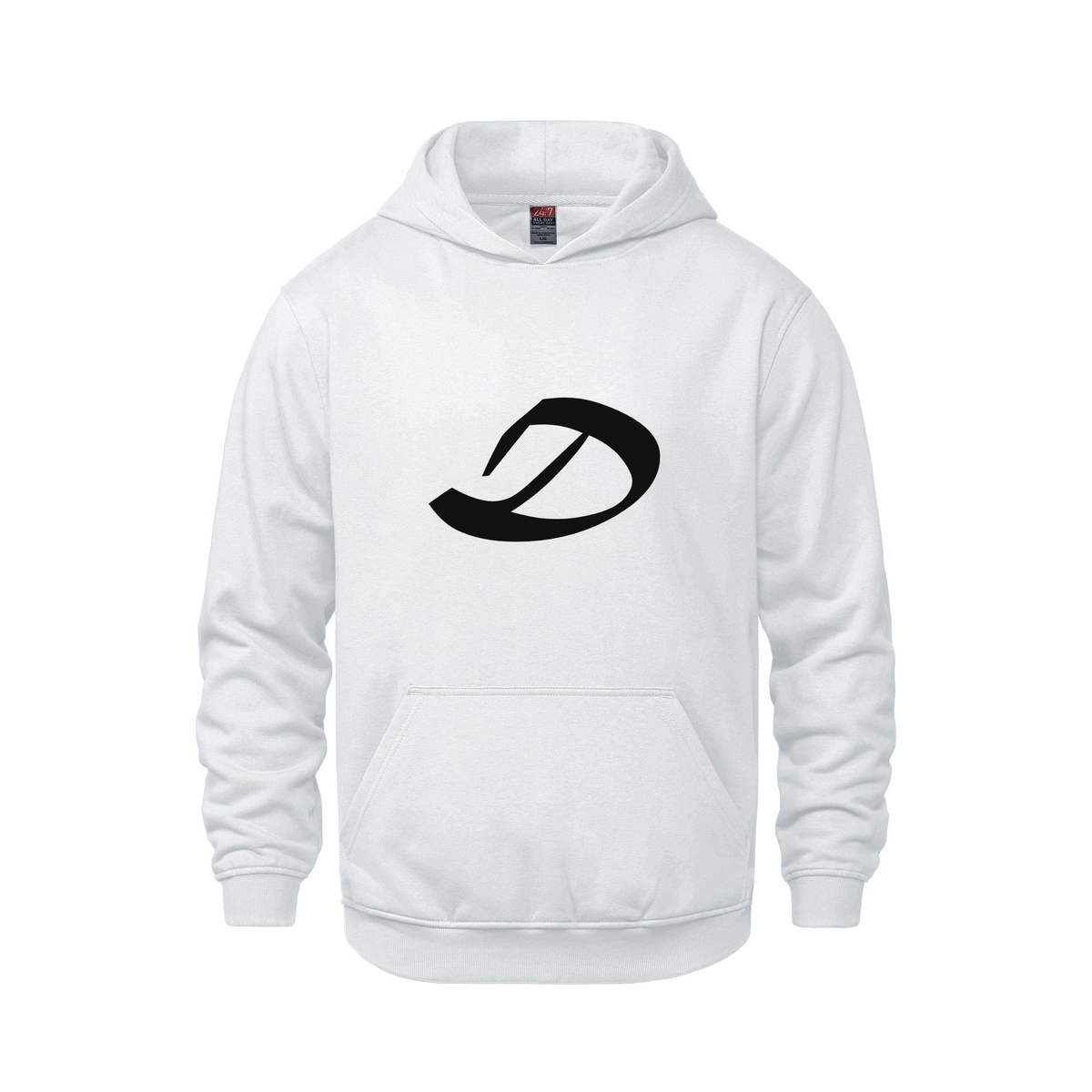 Alphabet D Hoodie 9 inch calligraphy Black ink, White