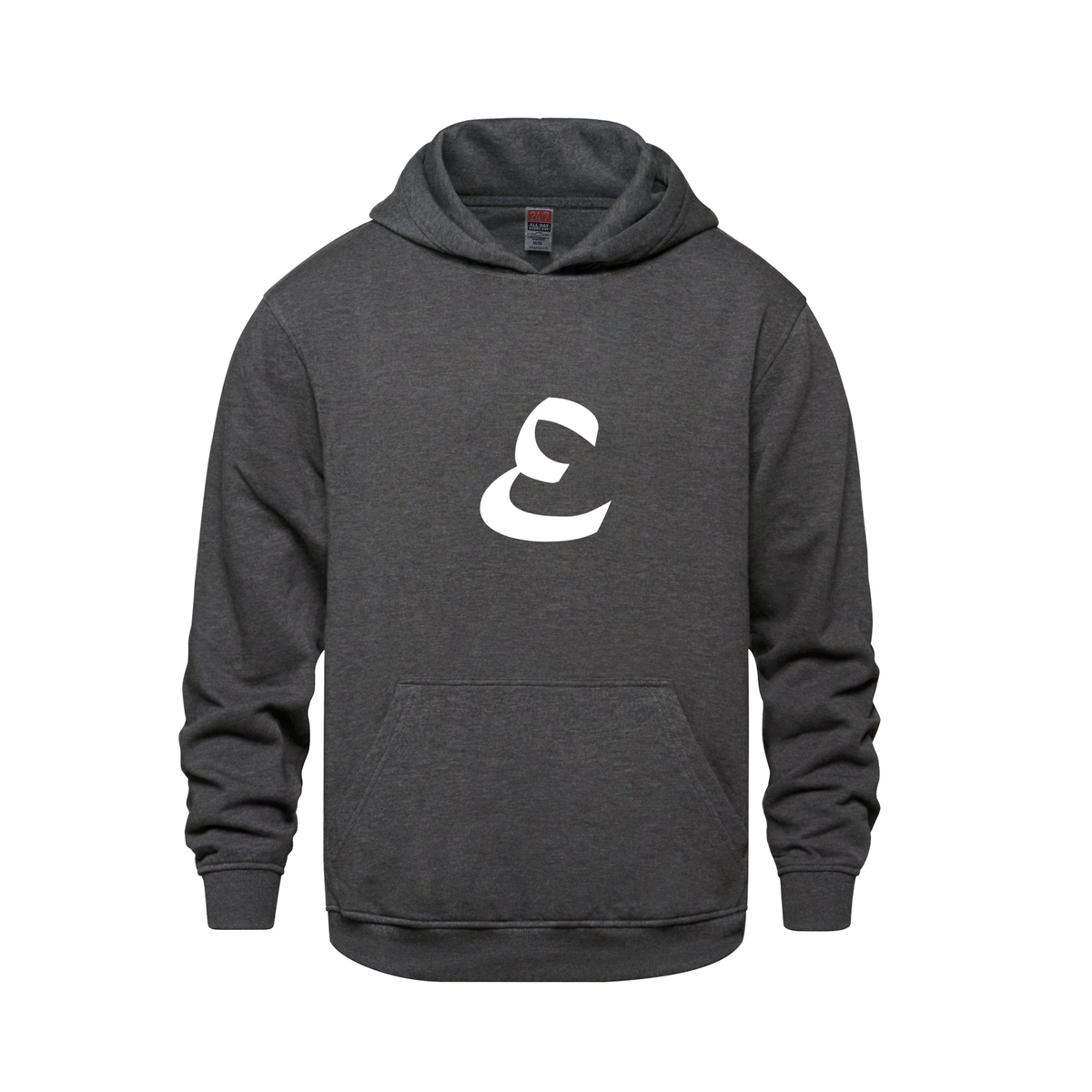 Alphabet E Hoodie 9 inch calligraphy White ink, Charcoal