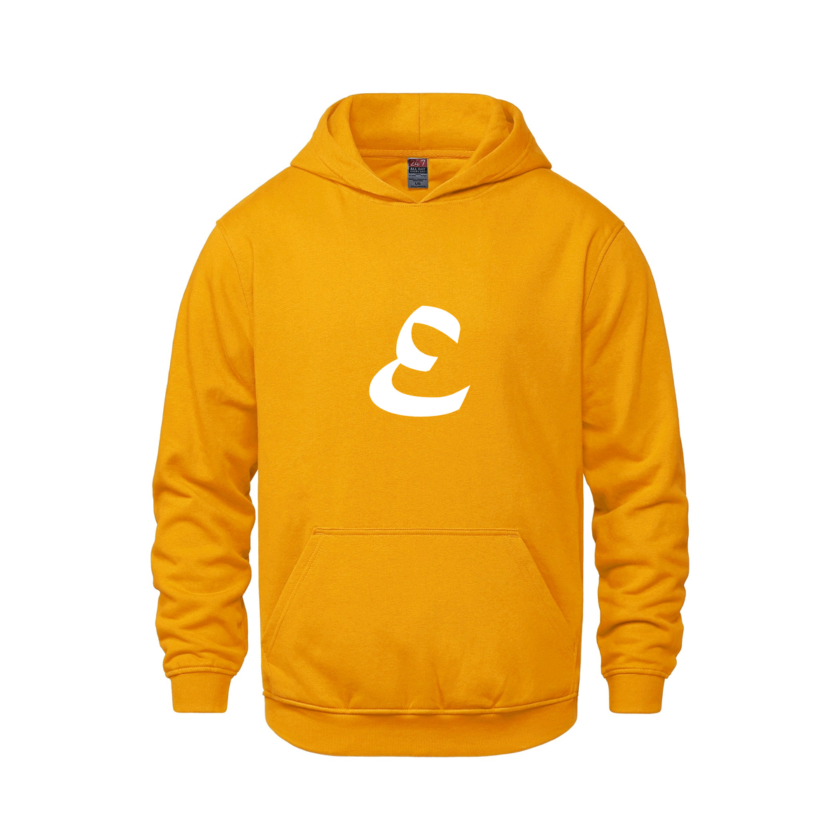 Alphabet E Hoodie 9 inch calligraphy White ink, Gold