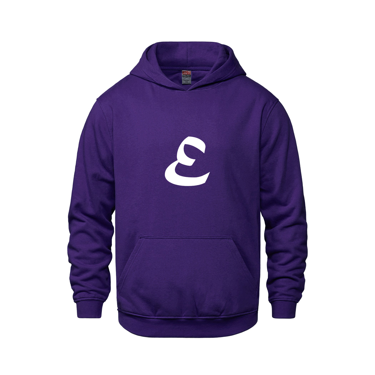 Alphabet E Hoodie 9 inch calligraphy White ink, Purple