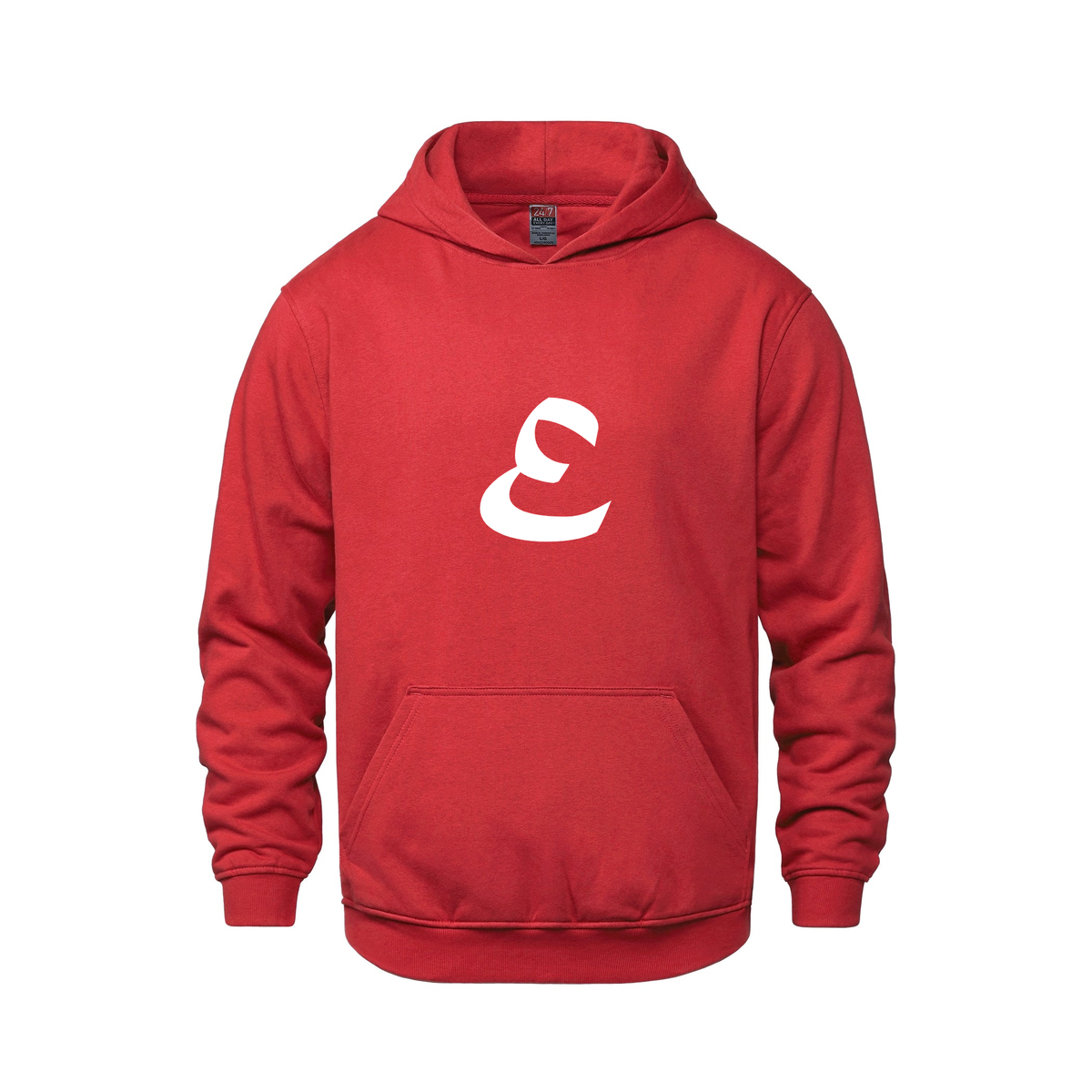Alphabet E Hoodie 9 inch calligraphy White ink, Red