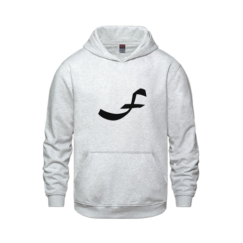 Alphabet F Hoodie 9 inch calligraphy Black ink, Ash