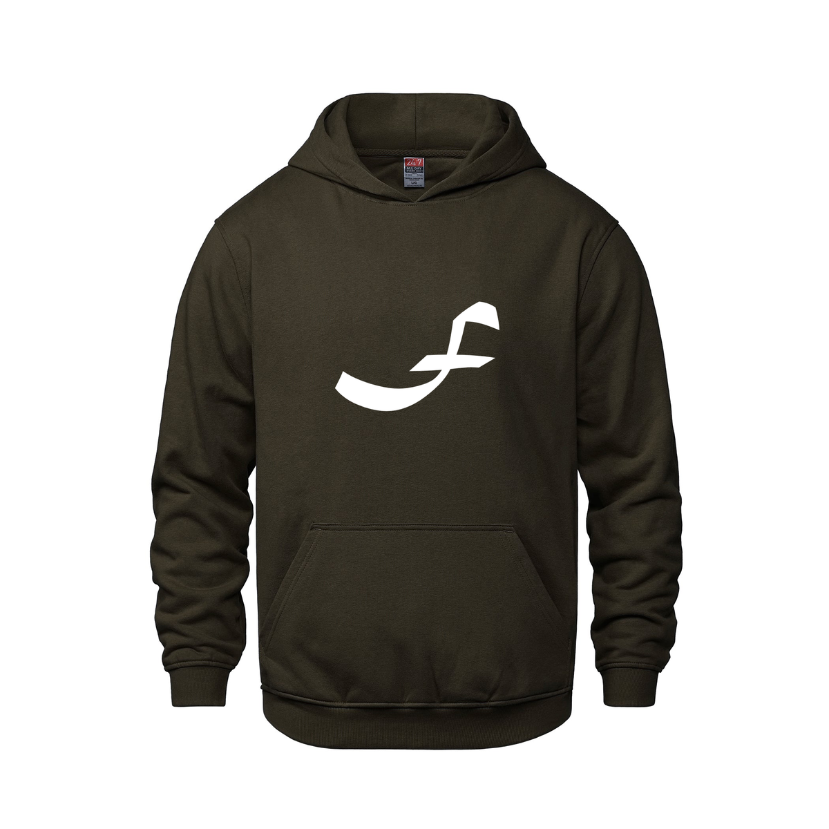 Alphabet F Hoodie 9 inch calligraphy White ink, Brown