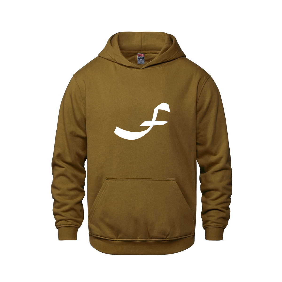 Alphabet F Hoodie 9 inch calligraphy White ink, Caramel