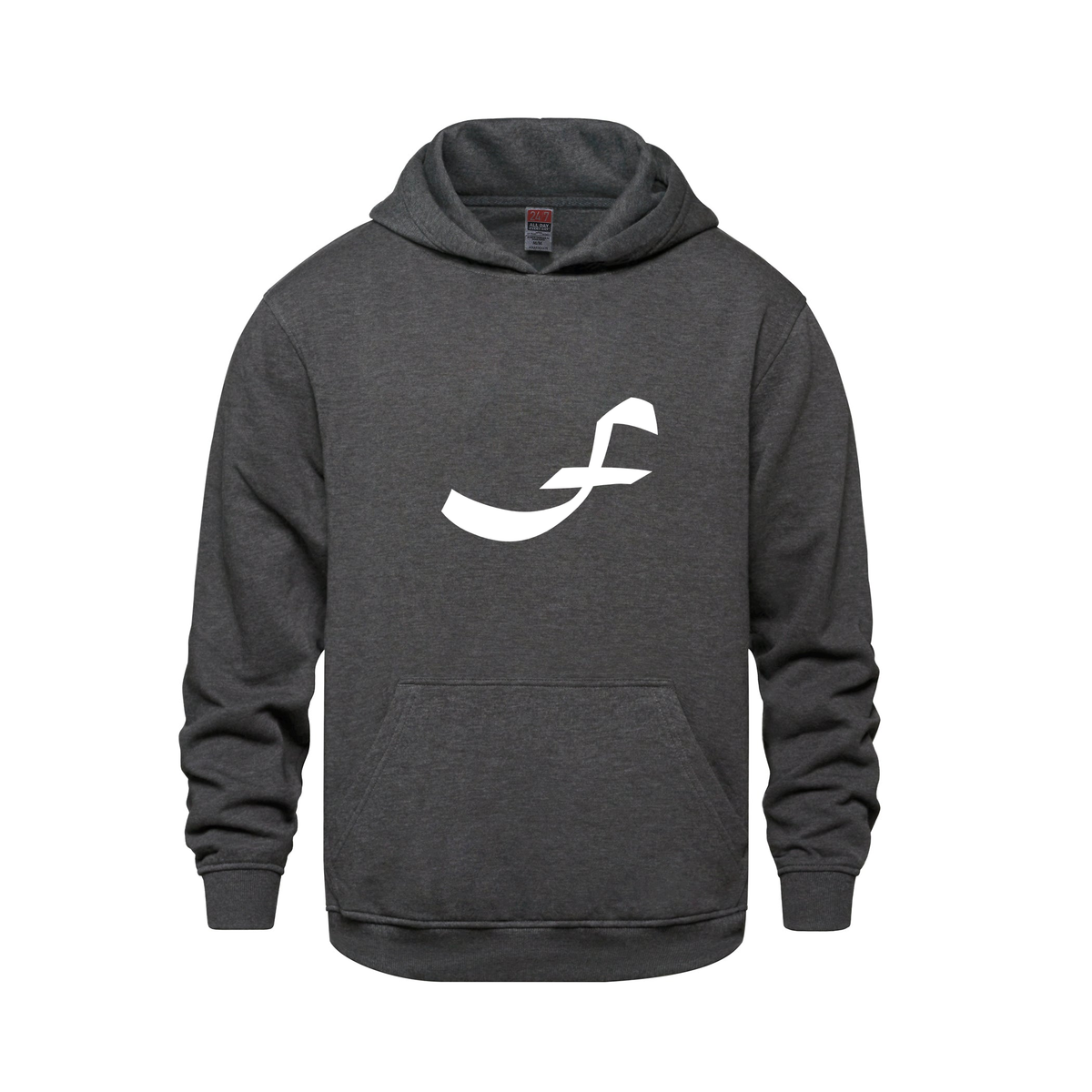 Alphabet F Hoodie 9 inch calligraphy White ink, Charcoal
