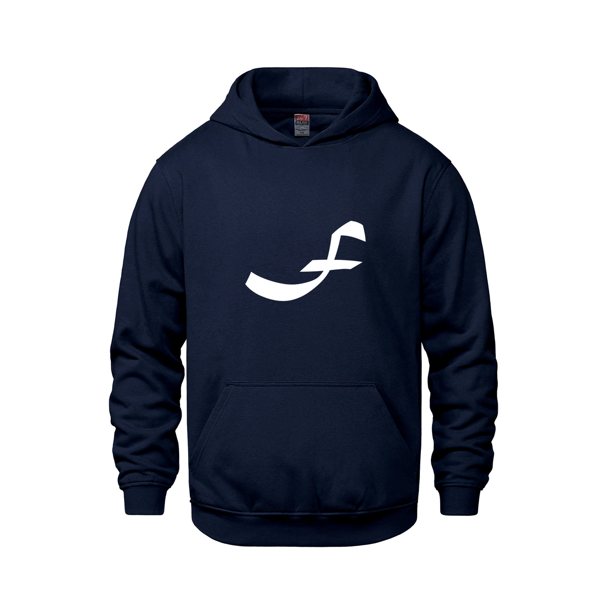 Alphabet F Hoodie 9 inch calligraphy White ink, Navy