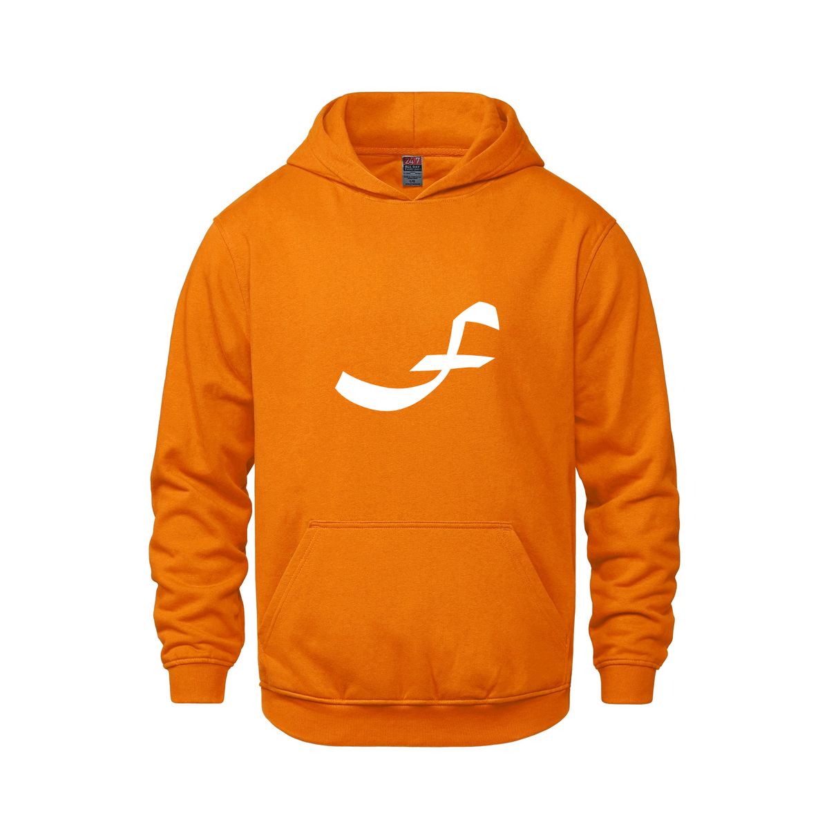 Alphabet F Hoodie 9 inch calligraphy White ink, Orange