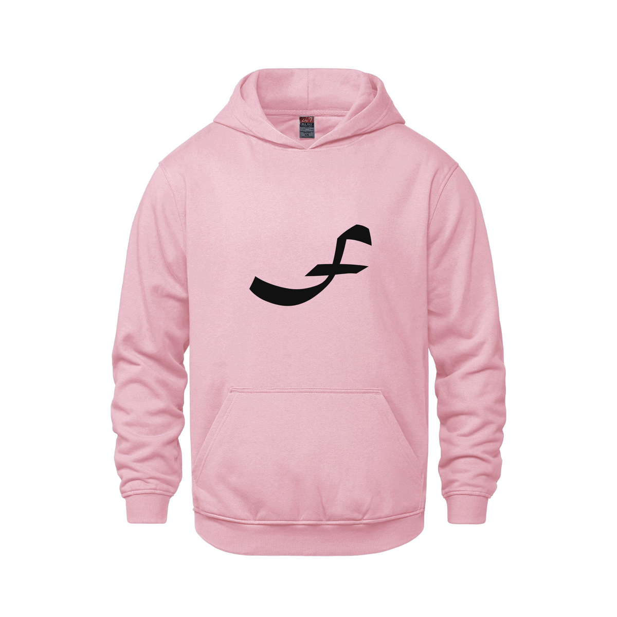 Alphabet F Hoodie 9 inch calligraphy Black ink, Pink