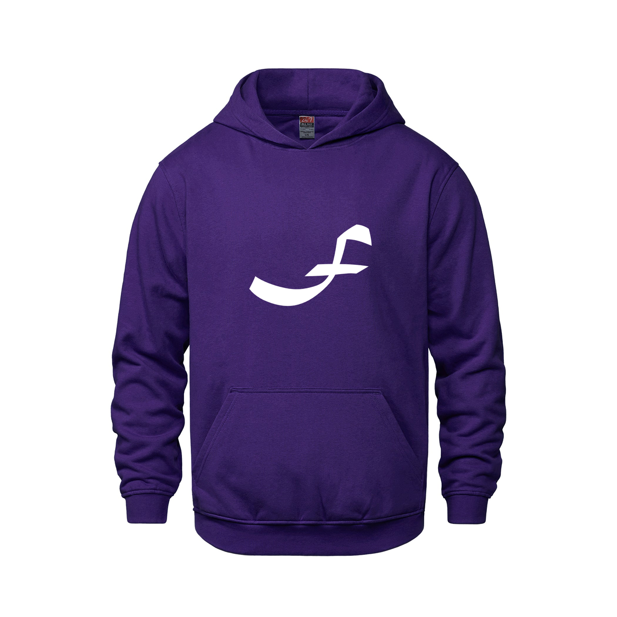 Alphabet F Hoodie 9 inch calligraphy White ink, Purple