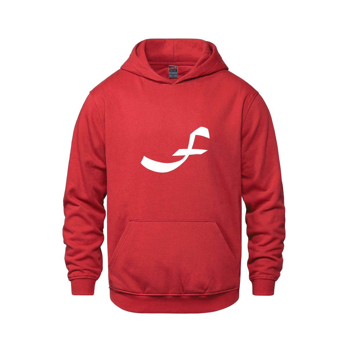 Alphabet F Hoodie 9 inch calligraphy White ink, Red