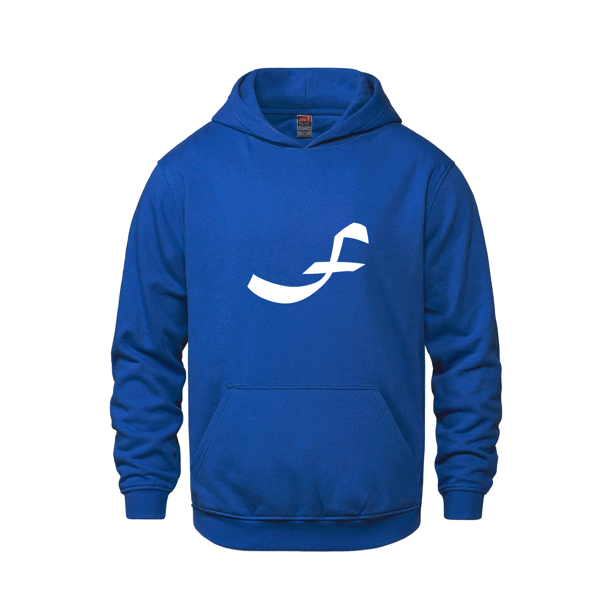 Alphabet F Hoodie 9 inch calligraphy White ink, Royal