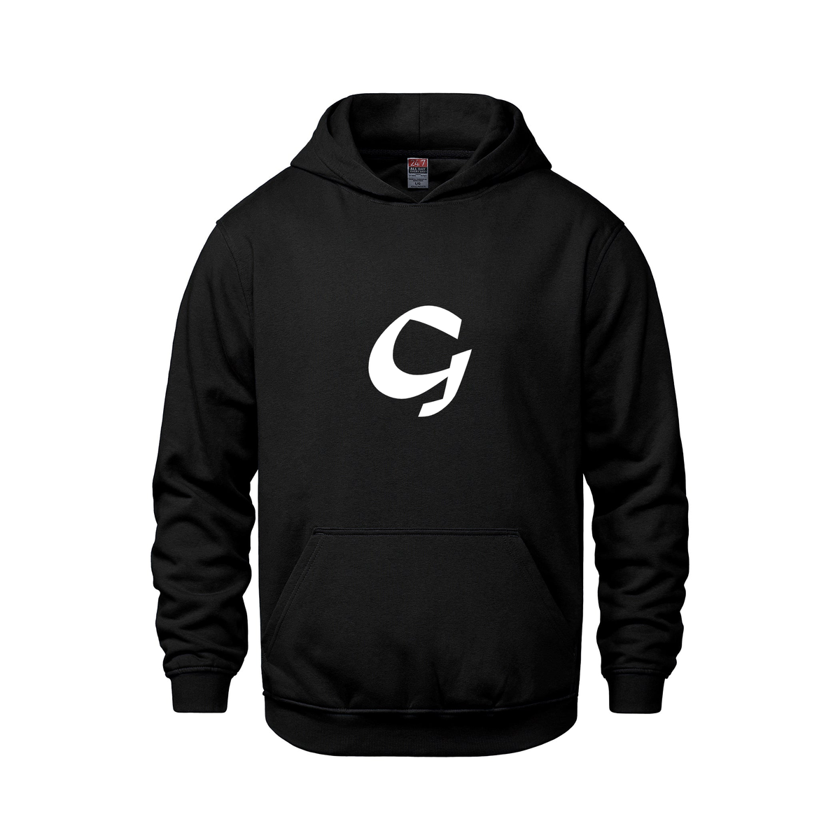 Alphabet G Hoodie 9 inch calligraphy White ink, Black