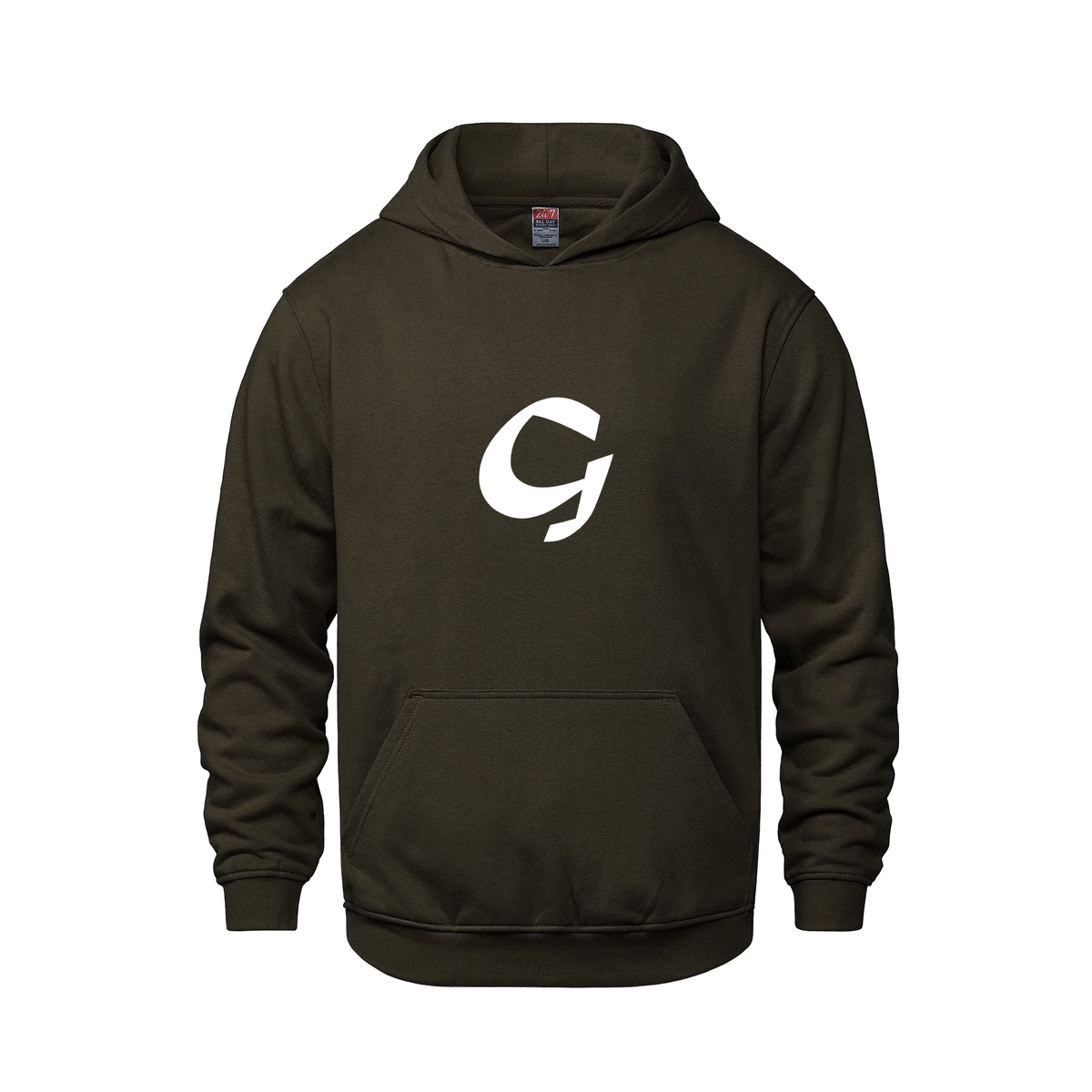 Alphabet G Hoodie 9 inch calligraphy White ink, Brown