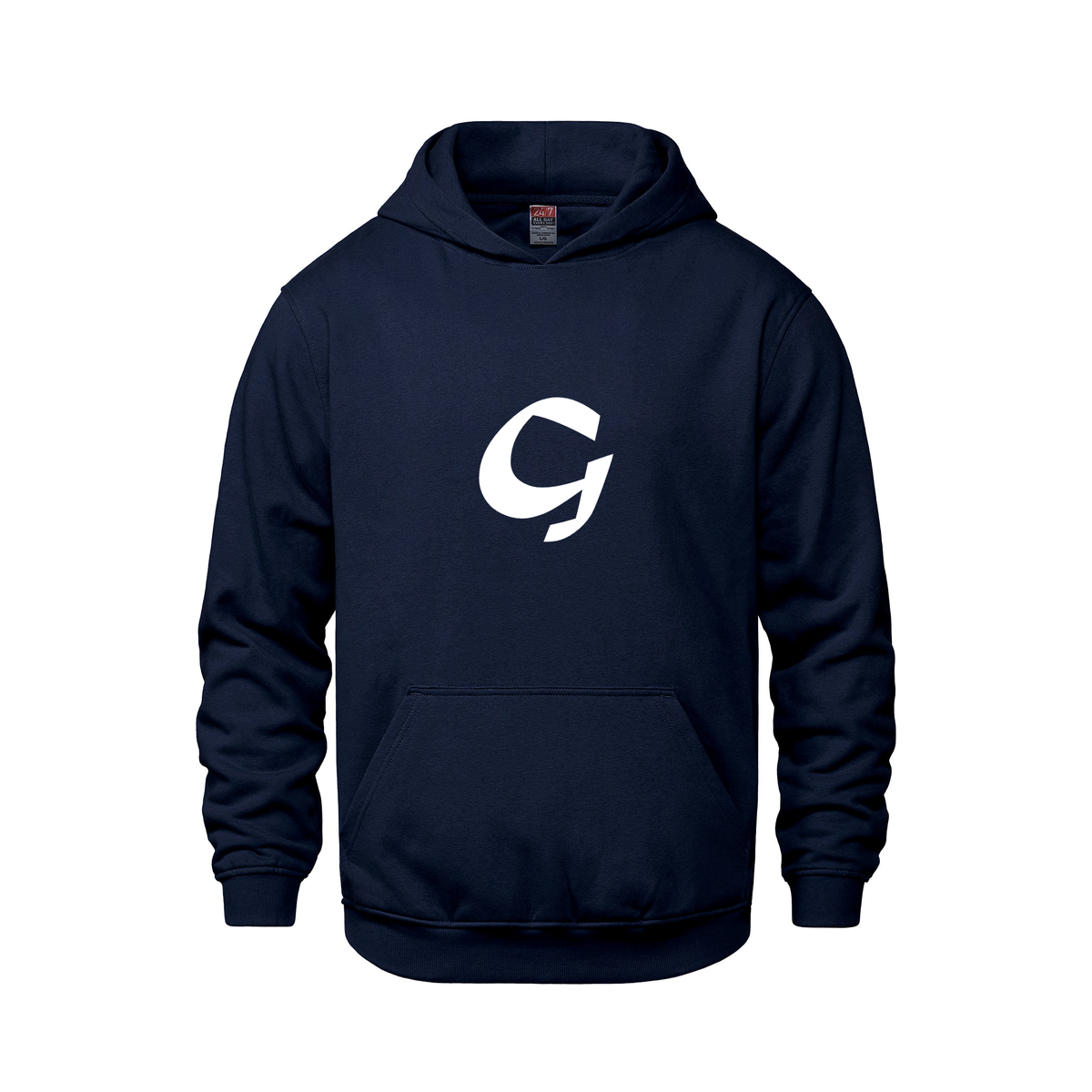 Alphabet G Hoodie 9 inch calligraphy White ink, Navy