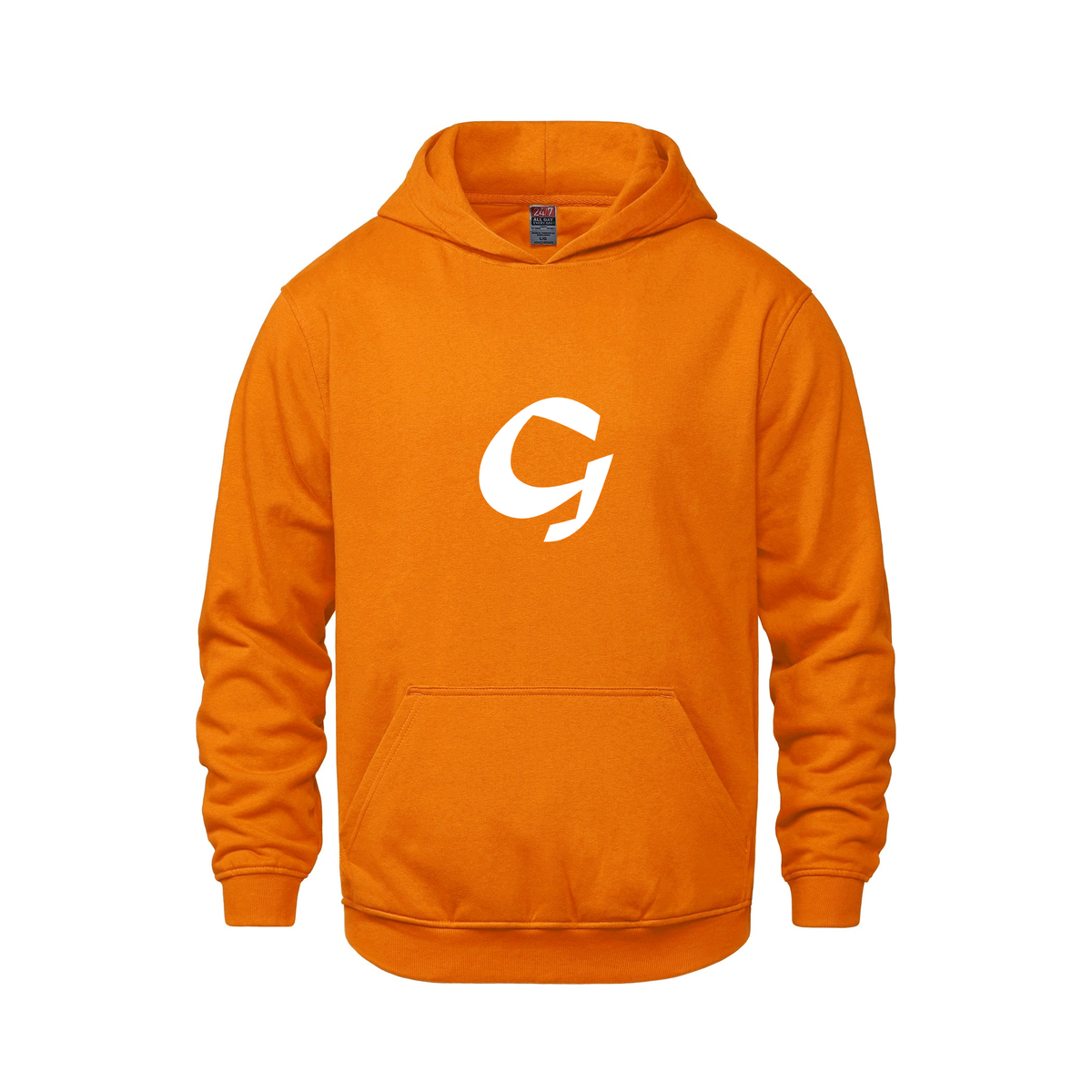 Alphabet G Hoodie 9 inch calligraphy White ink, Orange