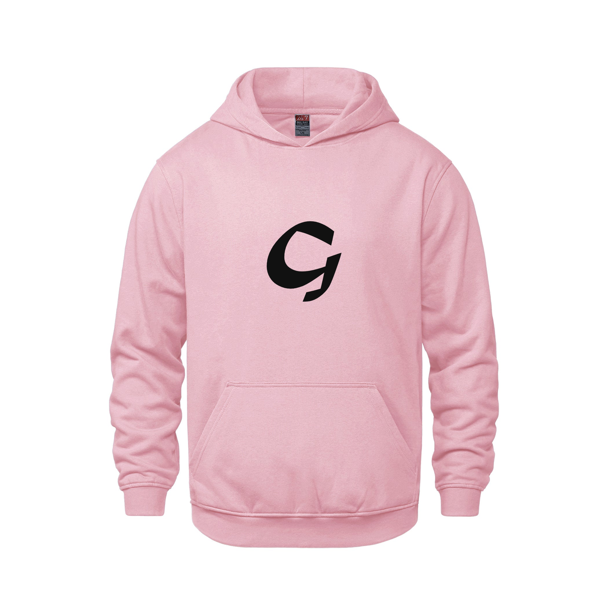 Alphabet G Hoodie 9 inch calligraphy Black ink, Pink