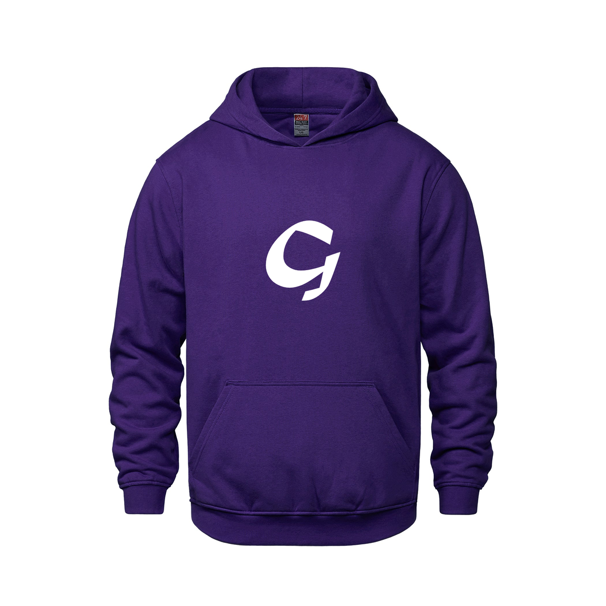 Alphabet G Hoodie 9 inch calligraphy White ink, Purple