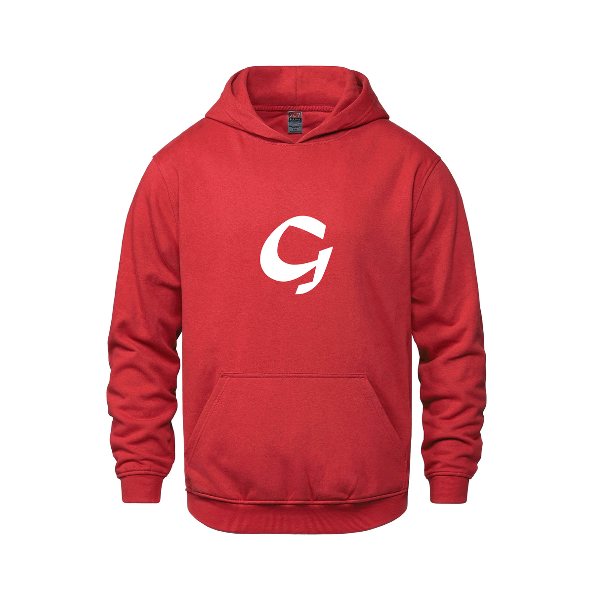 Alphabet G Hoodie 9 inch calligraphy White ink, Red