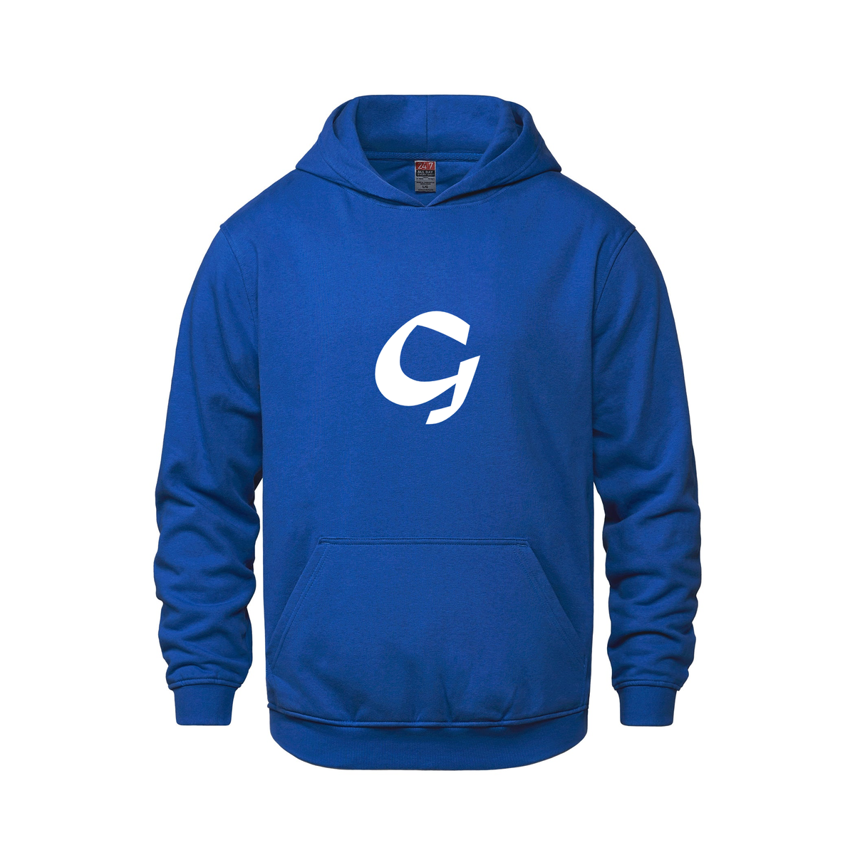 Alphabet G Hoodie 9 inch calligraphy White ink, Royal