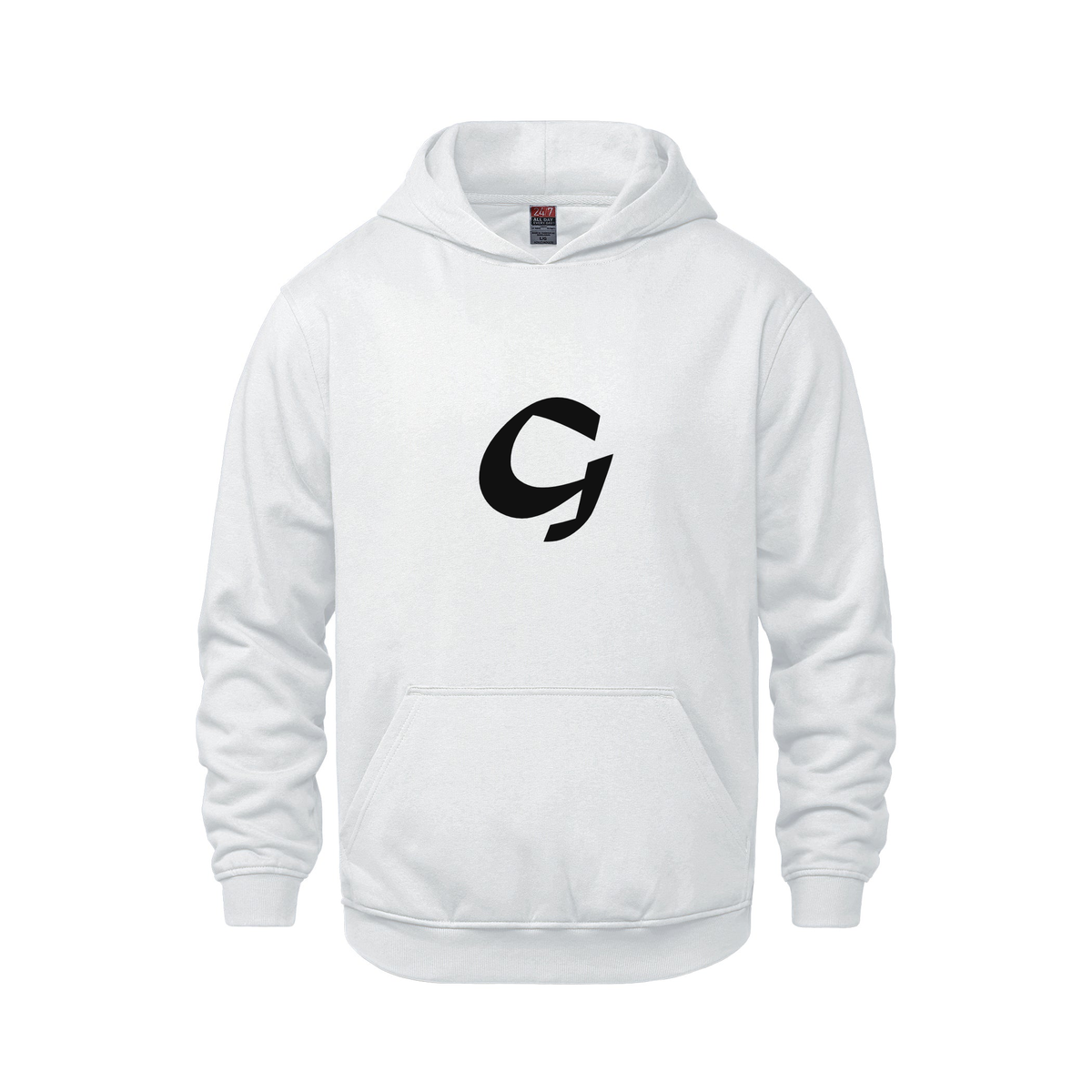 Alphabet G Hoodie 9 inch calligraphy Black ink, White