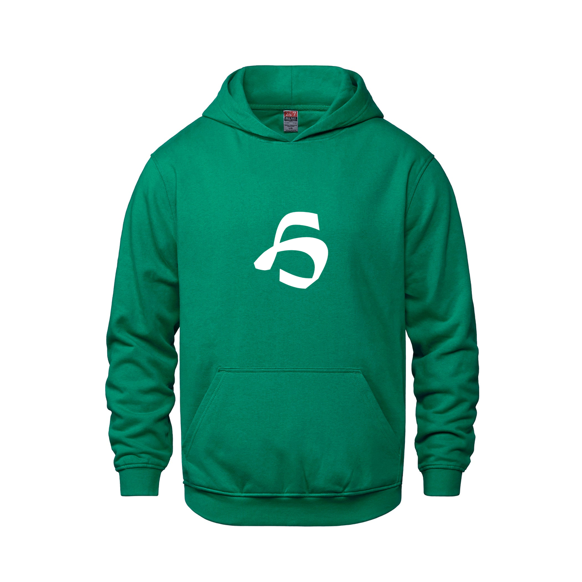 Alphabet H Hoodie 9 inch calligraphy White ink, Kelly Green