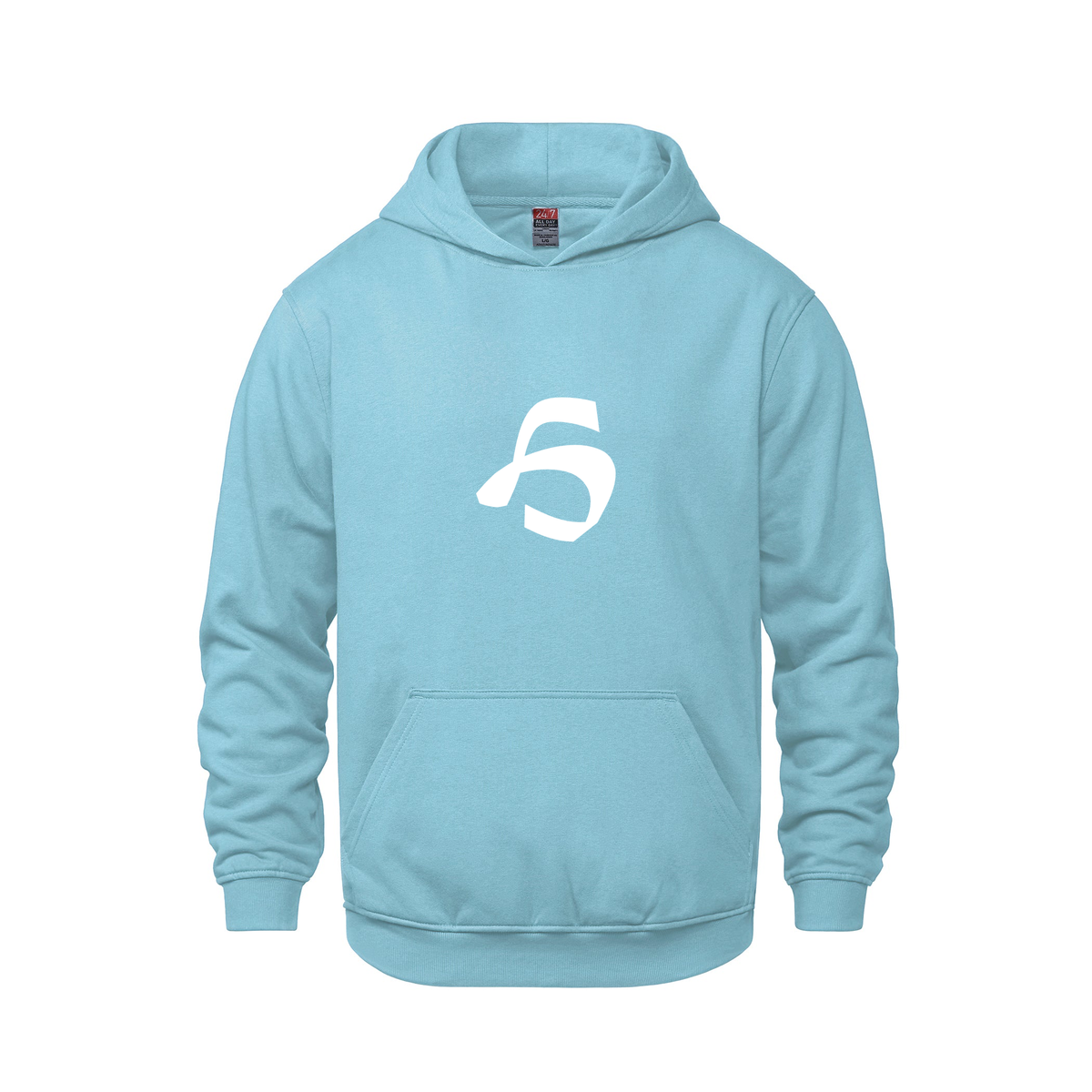 Alphabet H Hoodie 9 inch calligraphy White ink, Light Blue