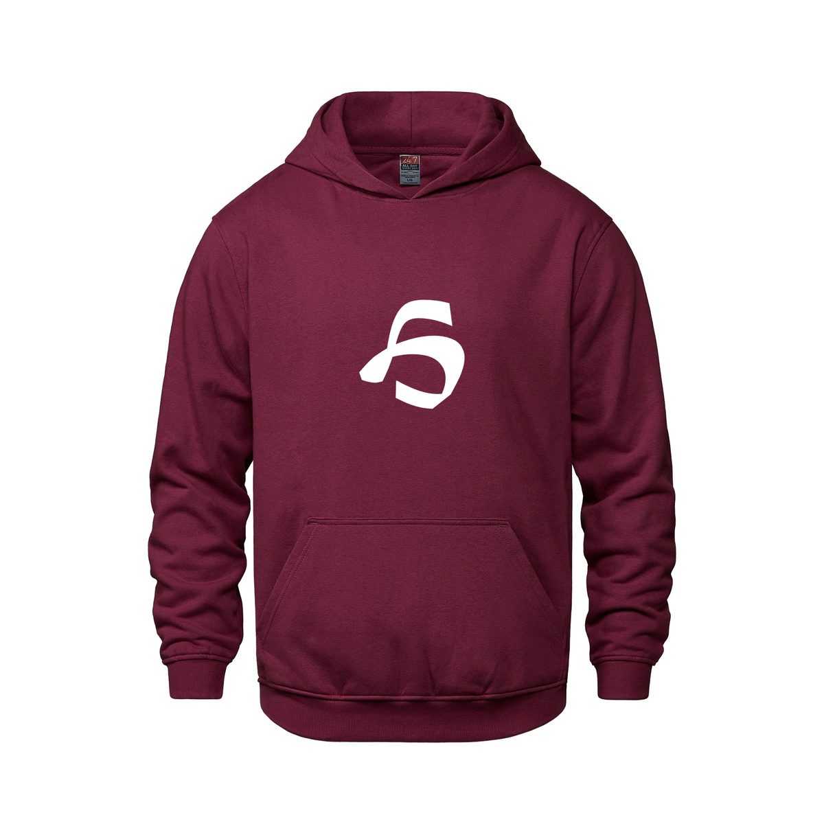 Alphabet H Hoodie 9 inch calligraphy White ink, Maroon