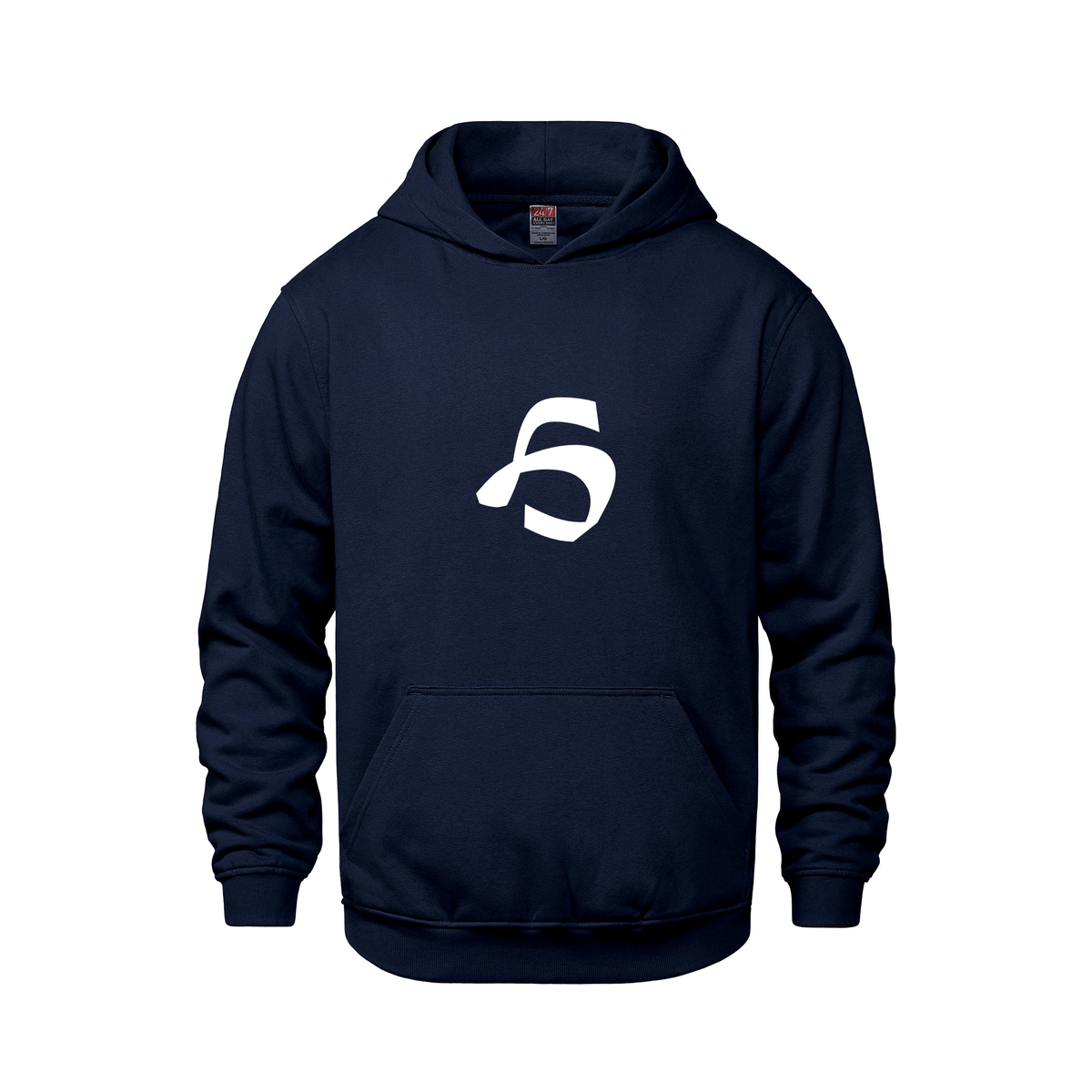 Alphabet H Hoodie 9 inch calligraphy White ink, Navy