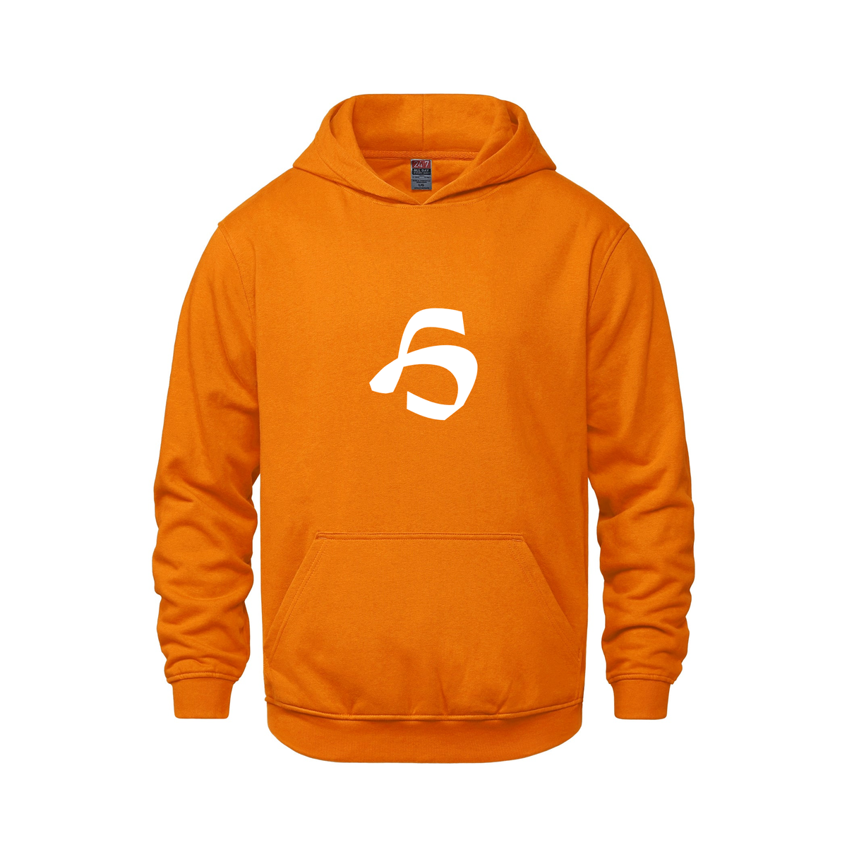 Alphabet H Hoodie 9 inch calligraphy White ink, Orange