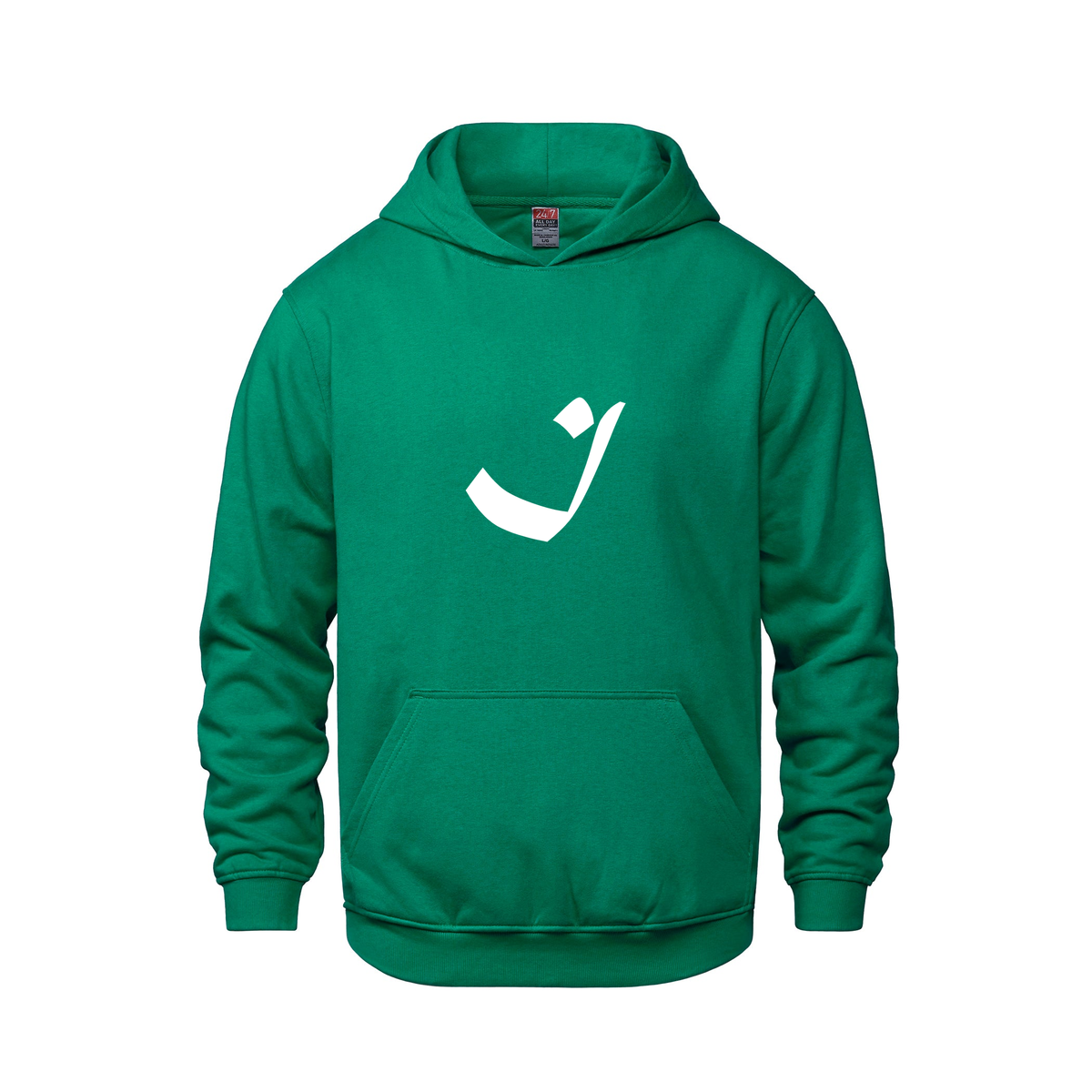 Alphabet I Hoodie 9 inch calligraphy White ink, Kelly Green