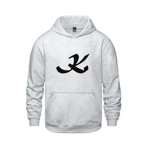 Alphabet K Hoodie 9 inch calligraphy Black ink, Ash