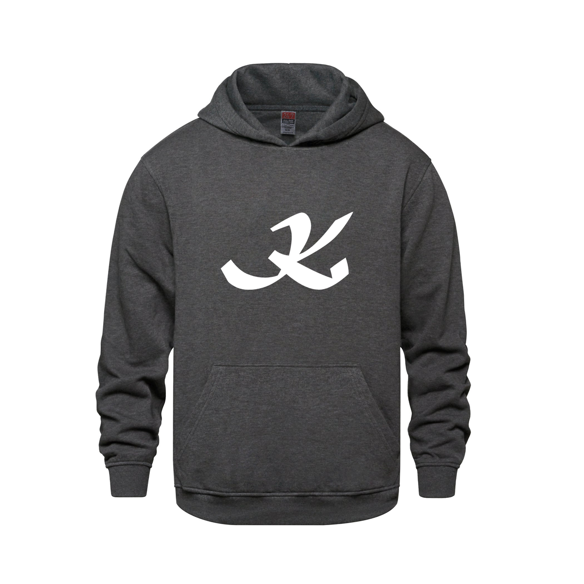 Alphabet K Hoodie 9 inch calligraphy White ink, Charcoal