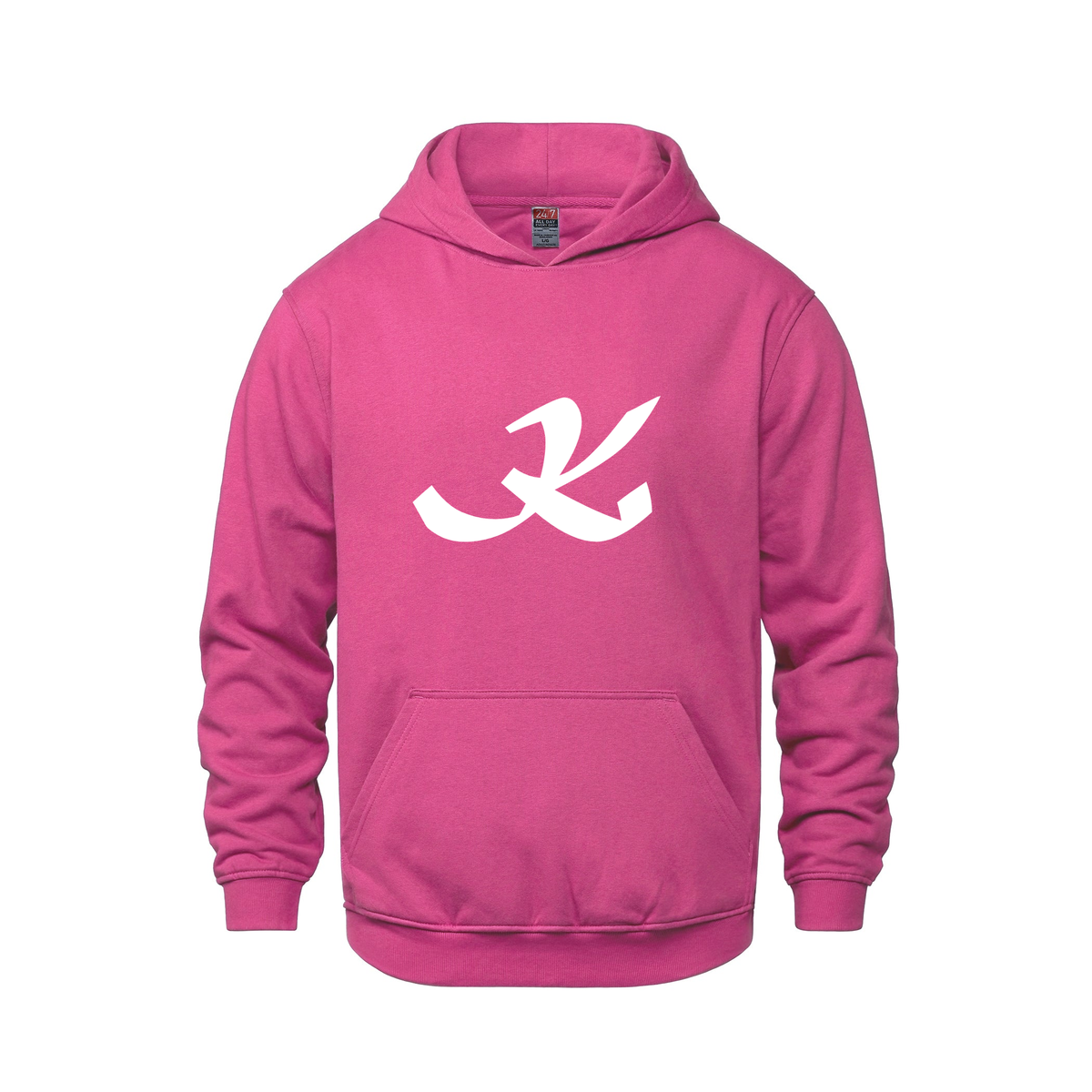 Alphabet K Hoodie 9 inch calligraphy White ink, Heliconia