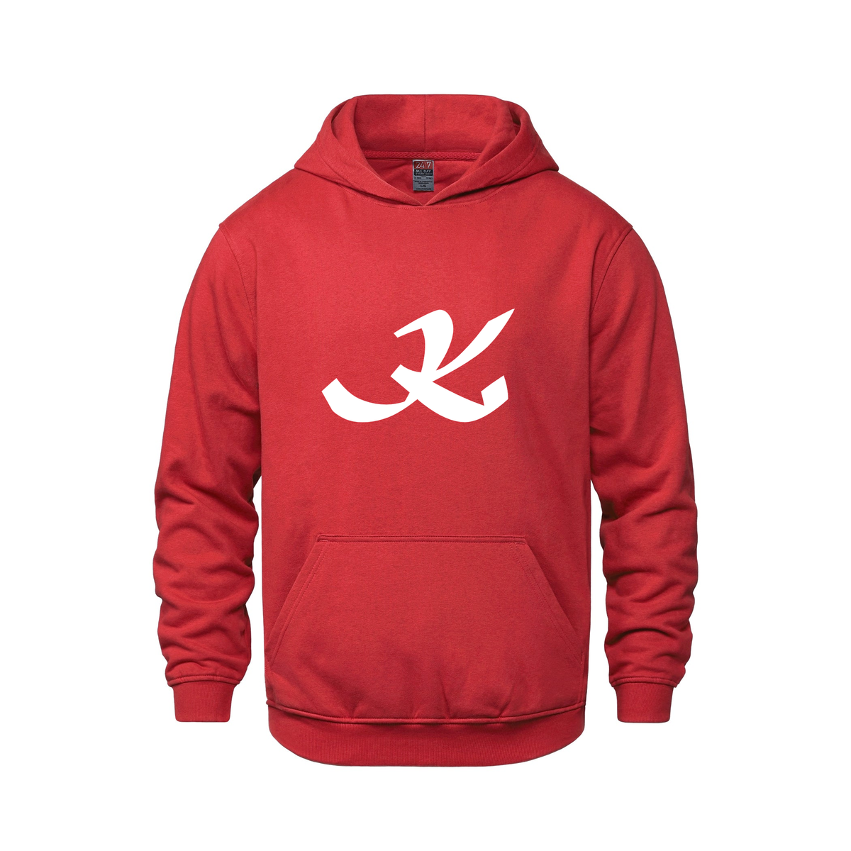 Alphabet K Hoodie 9 inch calligraphy White ink, Red
