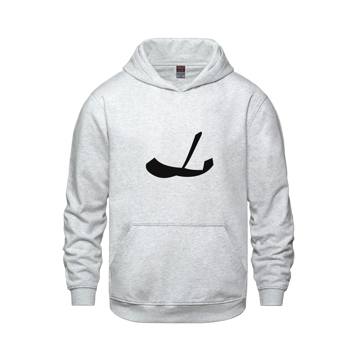 Alphabet L Hoodie 9 inch calligraphy Black ink, Ash